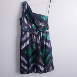 Tibi Mini Silk One Sholder Abstract Dress